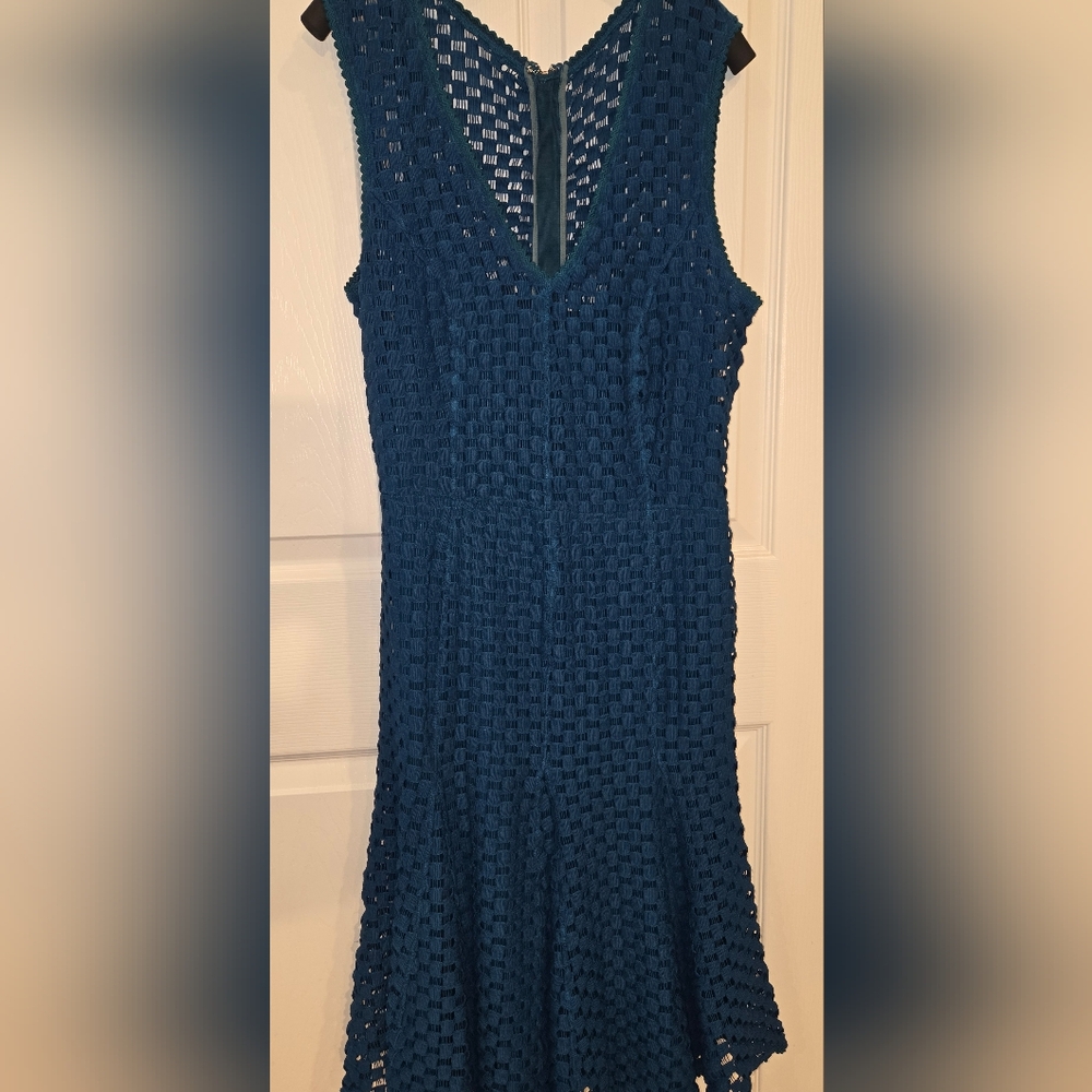 Tracy Reese Teal Crochet Design Dress - Picture 5 of 6